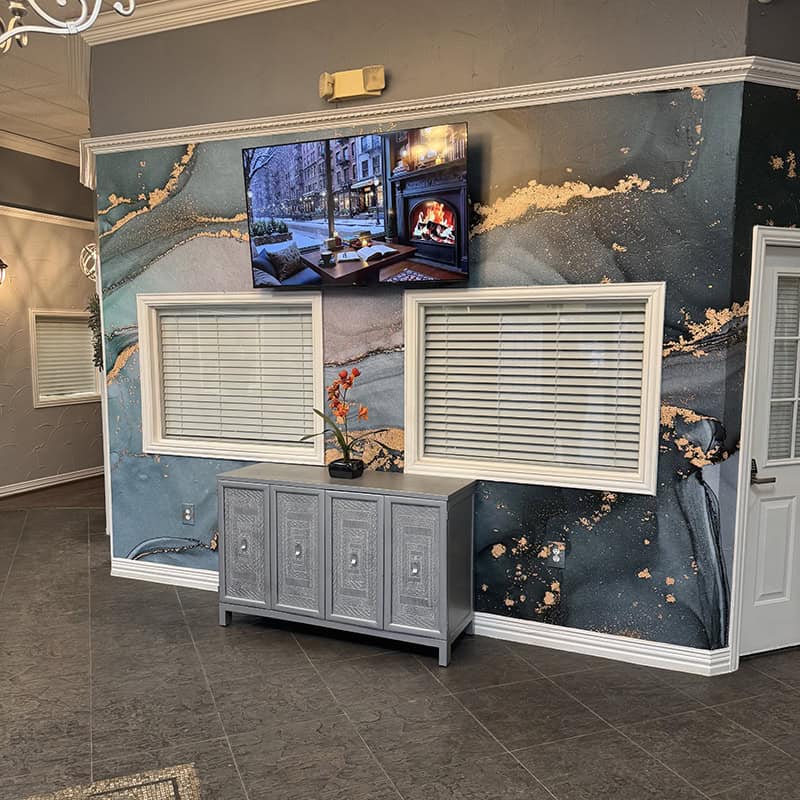 Interior image of parker salon suites lobby